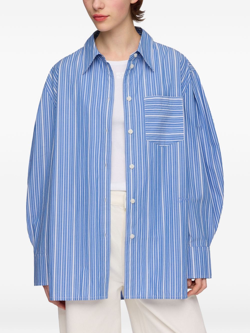 Ganni Women Striped Organic Cotton Shirt GANNI