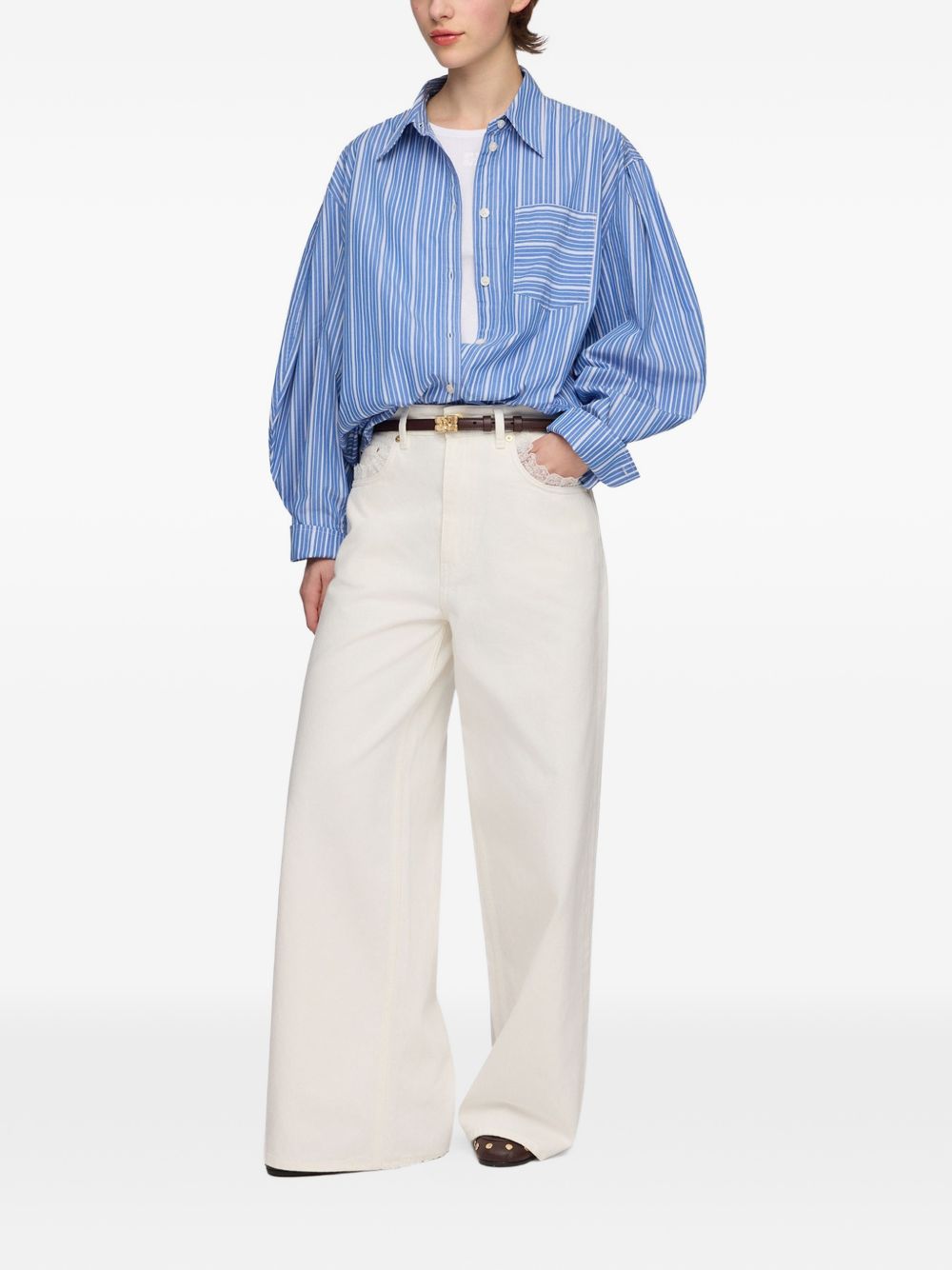Ganni Women Striped Organic Cotton Shirt GANNI