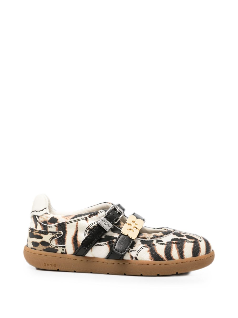 Ganni Women Zebra Print Ballet Flats GANNI