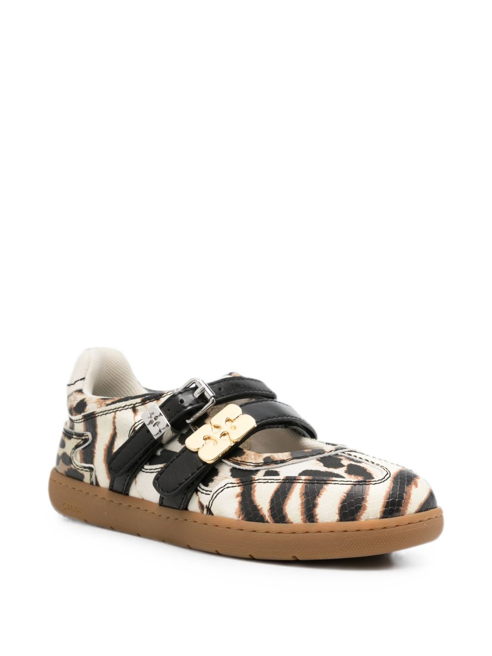 Ganni Women Zebra Print Ballet Flats GANNI