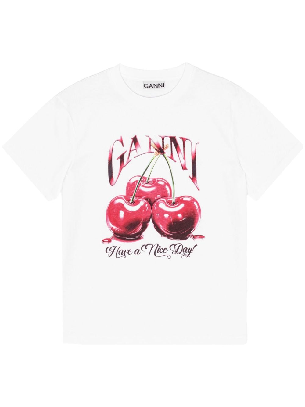 Ganni Women Printed Cotton T-Shirt GANNI
