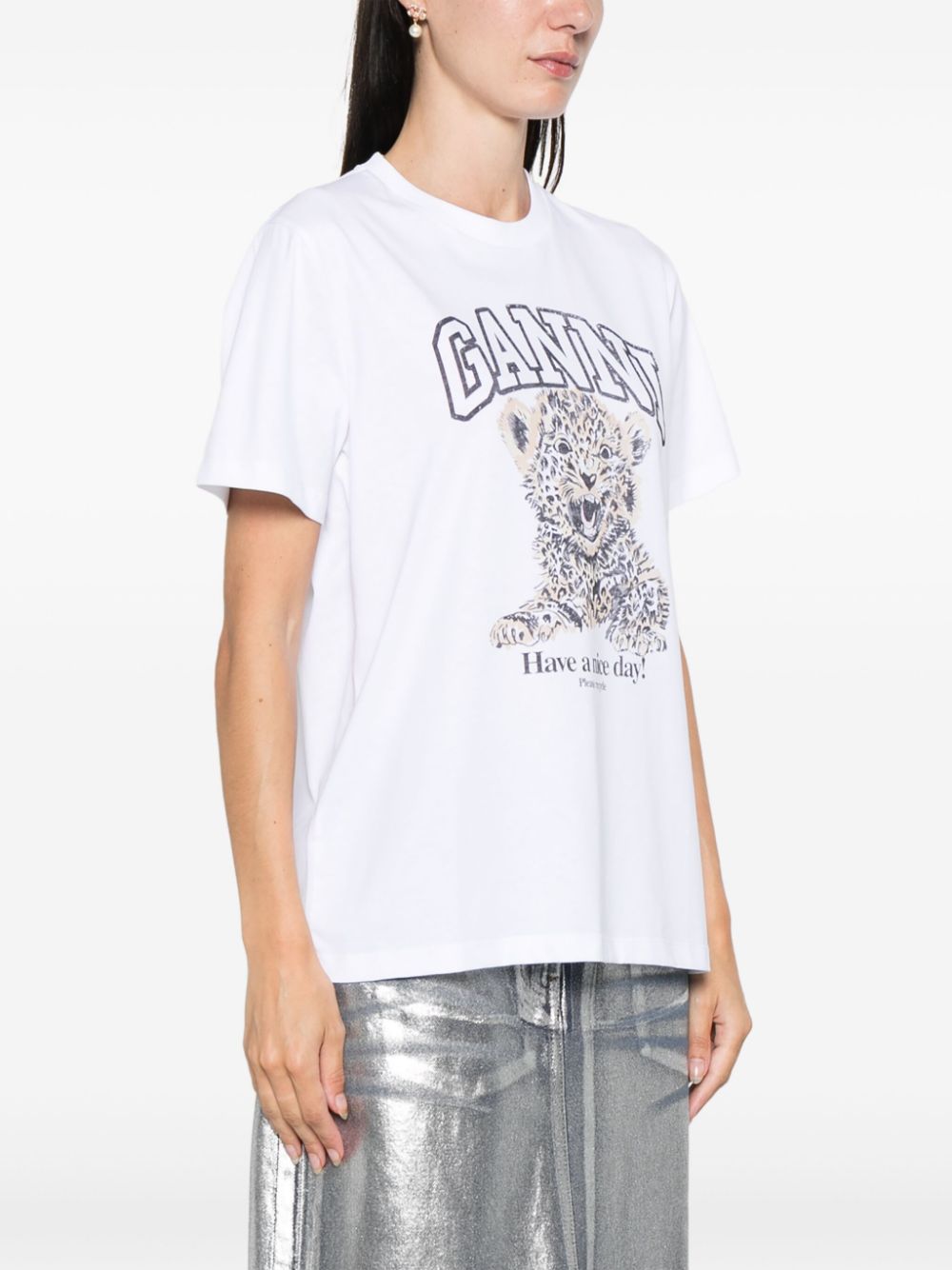 Ganni Women Printed Cotton T-Shirt GANNI