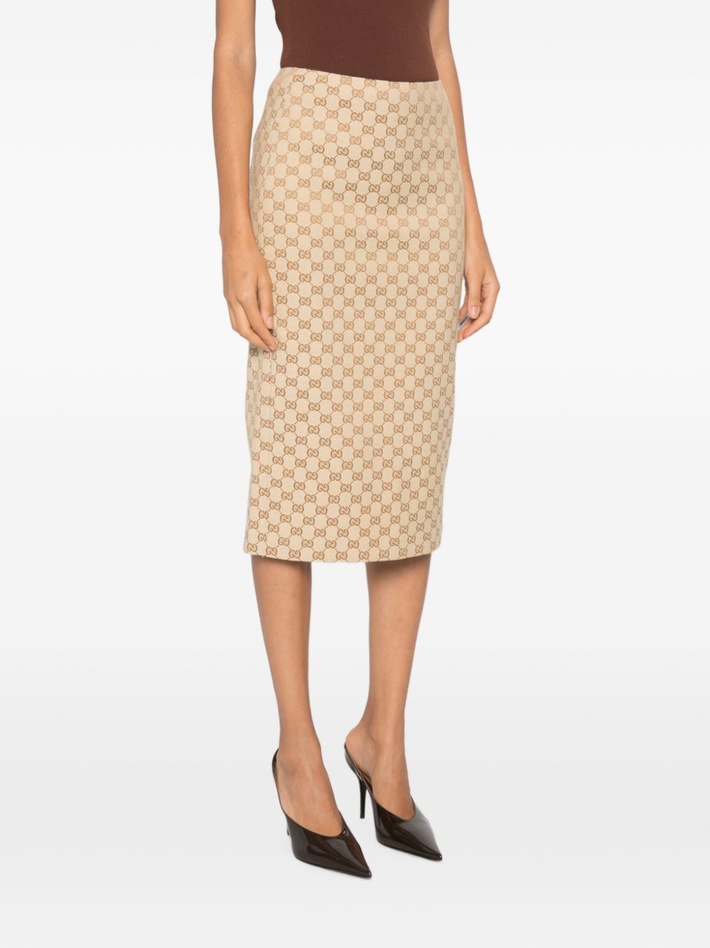 Gucci Women Gg Cotton Midi Skirt GUCCI