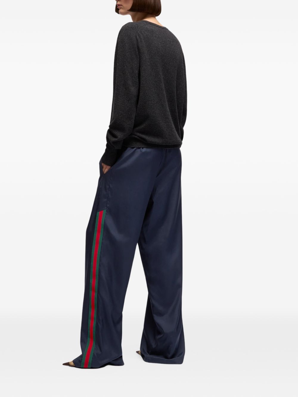 Gucci Women Web Detail Silk Trousers GUCCI