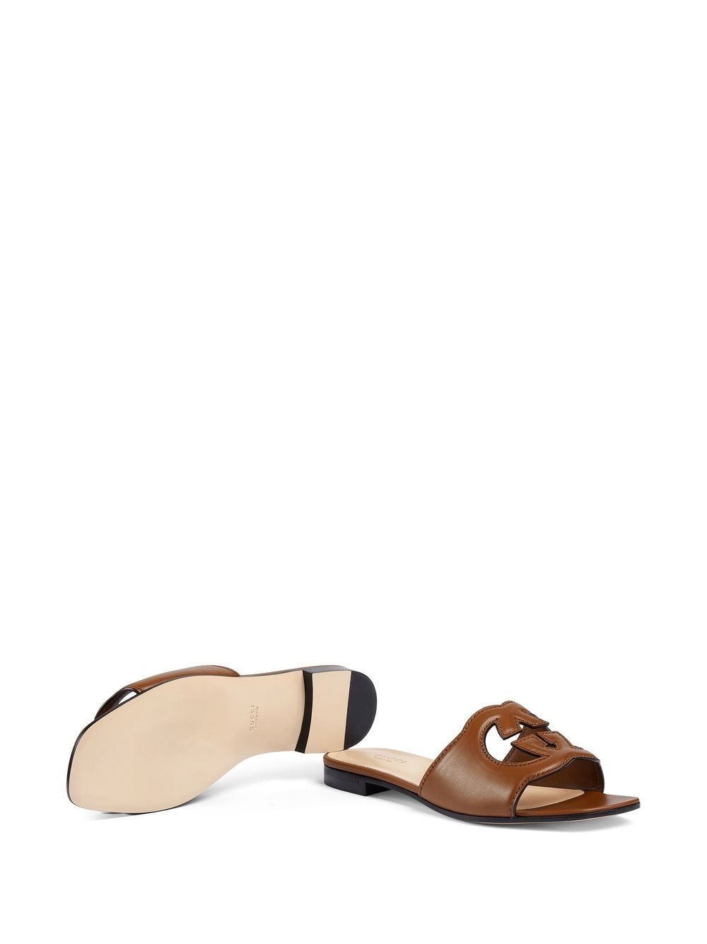 Gucci Women Gucci Cut Leather Flat Sandals GUCCI