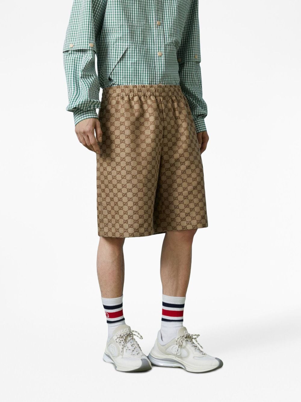 Gucci Men Gg Supreme Linen Shorts GUCCI