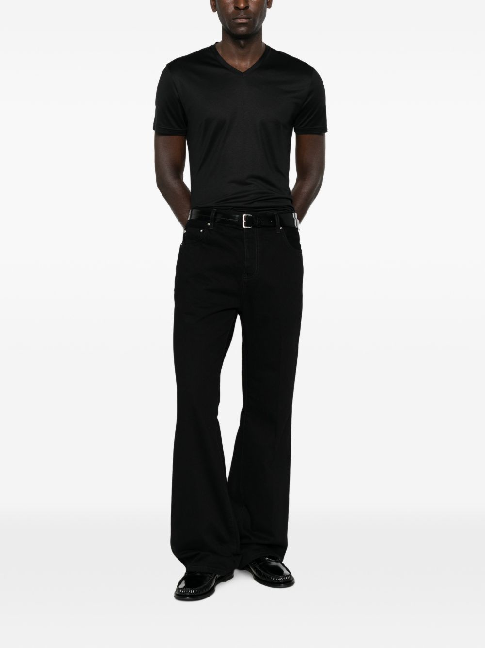 Gucci Men Silk V-Necked T-Shirt GUCCI