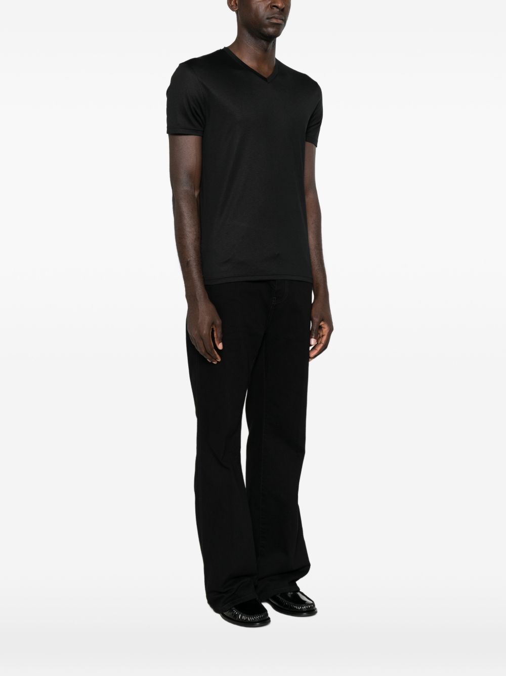Gucci Men Silk V-Necked T-Shirt GUCCI
