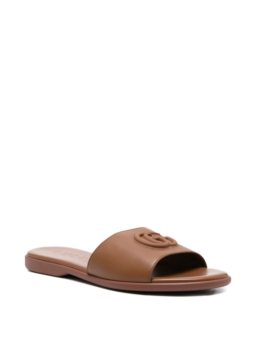 Gucci Women Double G Leather Falt Sandals GUCCI