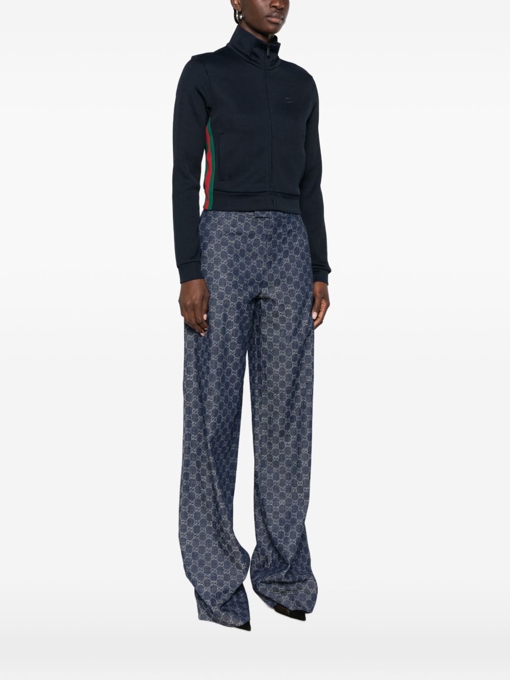 Gucci Women Web Detail Cotton Blend Sweatshirt GUCCI