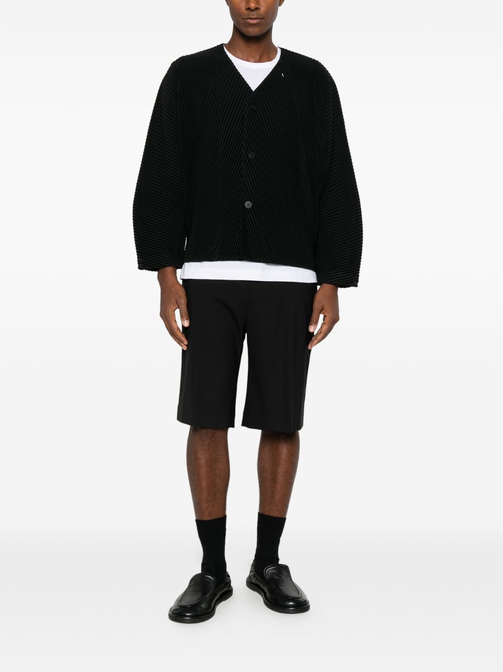 Homme Plisse' Issey Miyake Men Pleated V-Necked Cardigan HOMME PLISSE ISSEY MIYAKE