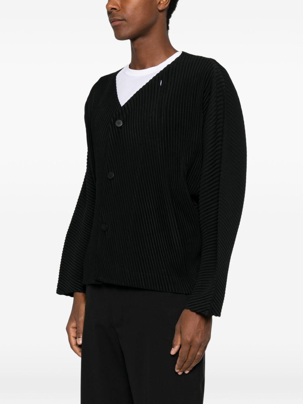 Homme Plisse' Issey Miyake Men Pleated V-Necked Cardigan HOMME PLISSE ISSEY MIYAKE