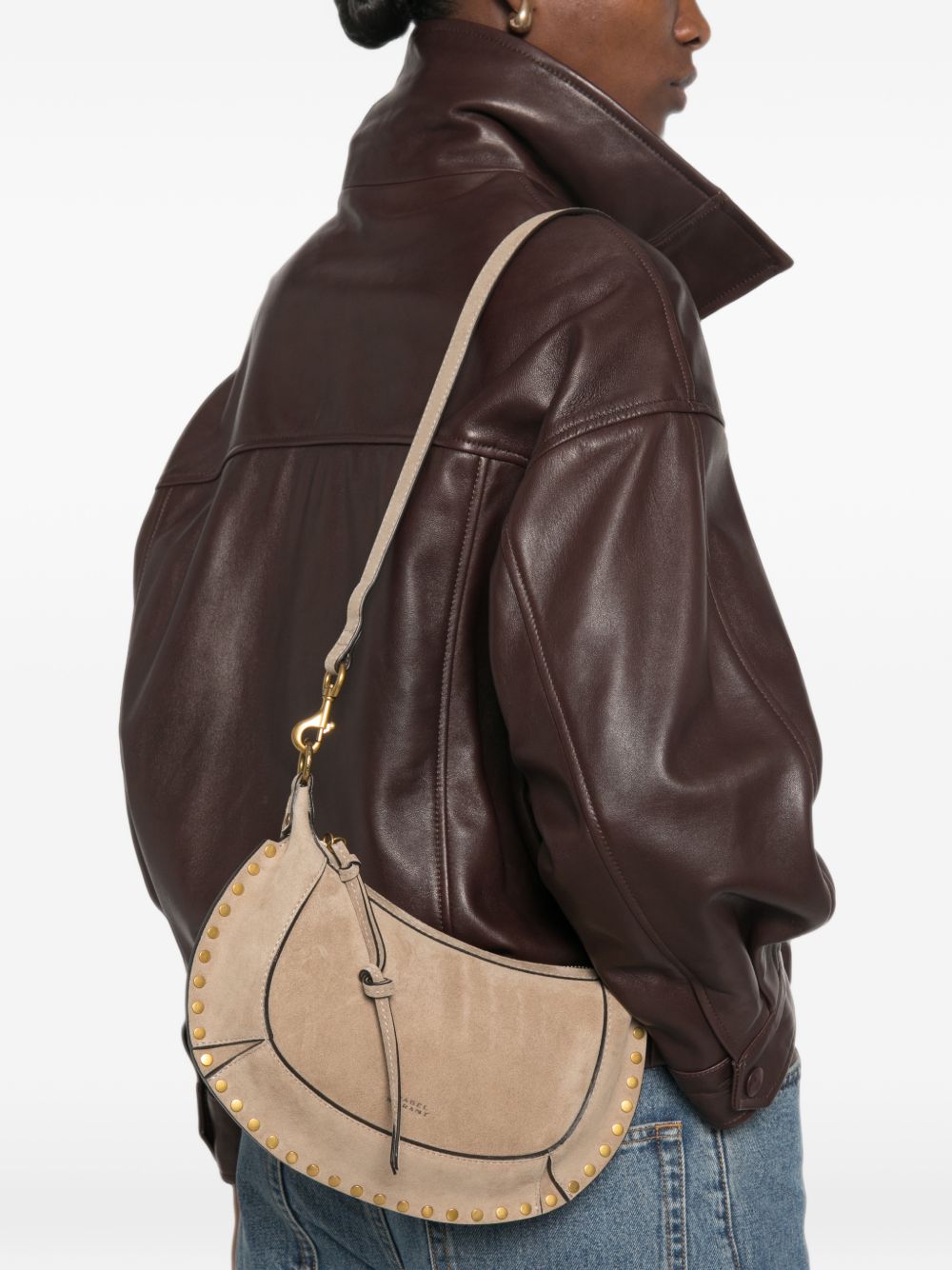Isabel Marant Women Oskan Moon Leather Shoulder Bag ISABEL MARANT