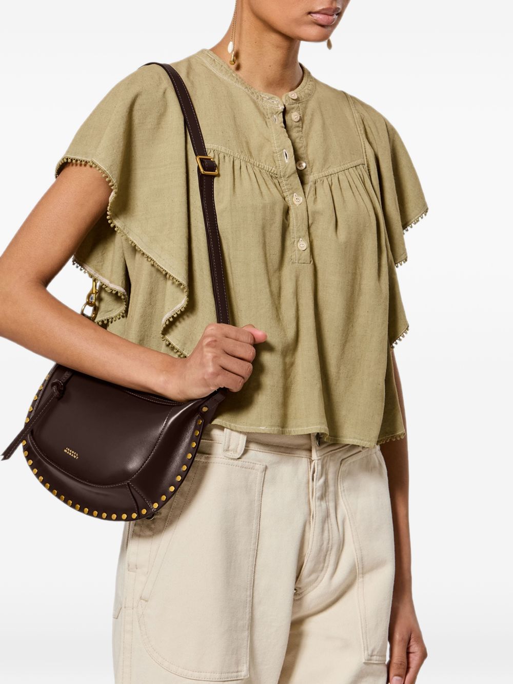 Isabel Marant Women Oskan Moon Leather Shoulder Bag ISABEL MARANT
