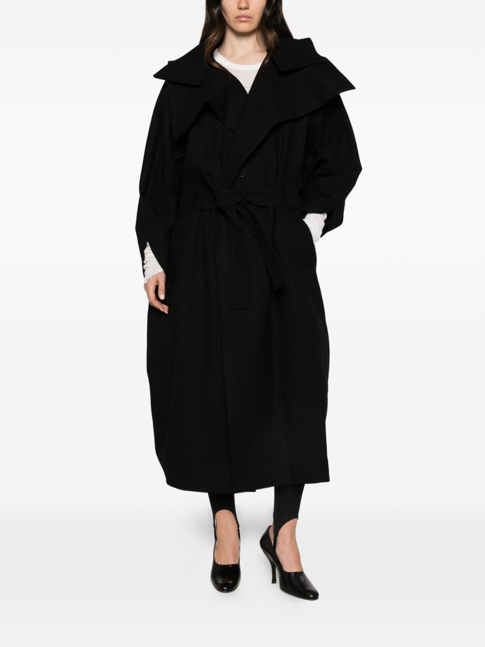 Issey Miyake Women Wool Long Coat ISSEY MIYAKE