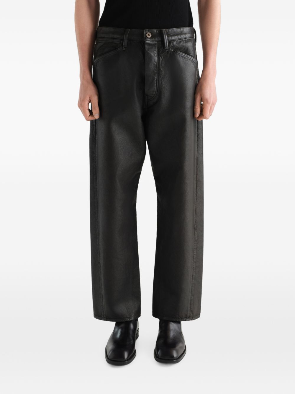 Lemaire Men Leather Straight Leg Trousers LEMAIRE