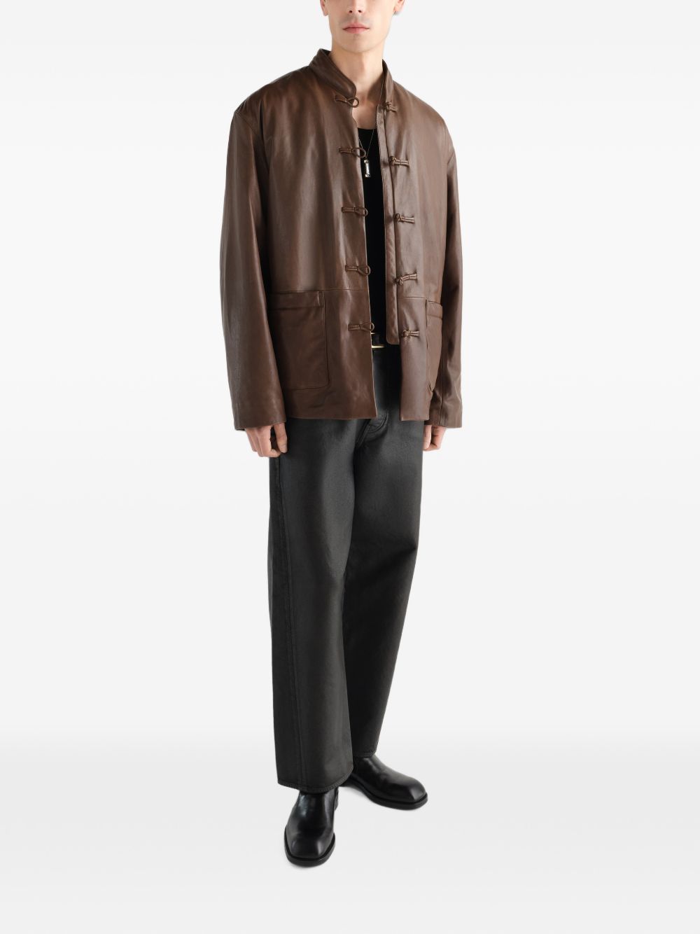 Lemaire Men Leather Straight Leg Trousers LEMAIRE