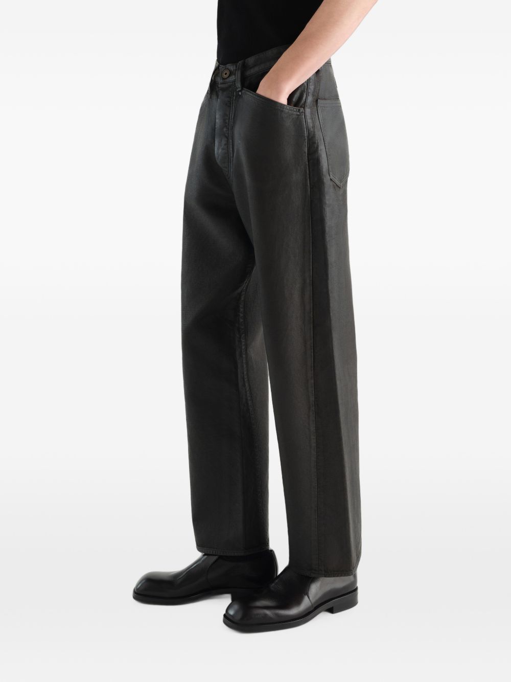 Lemaire Men Leather Straight Leg Trousers LEMAIRE
