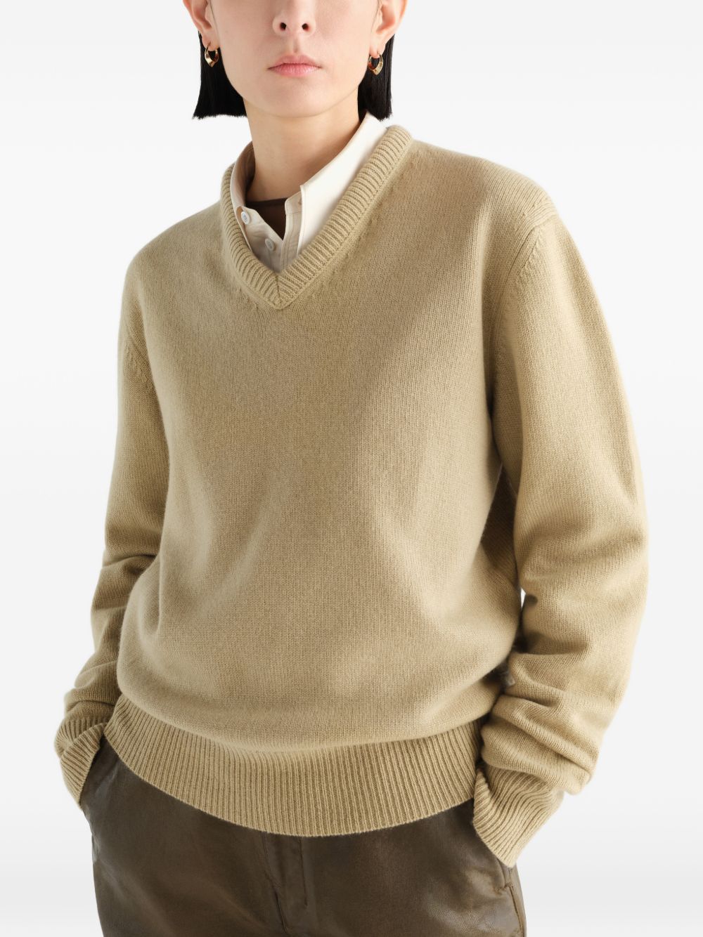 Lemaire Men Cashmere V-Necked Sweater LEMAIRE