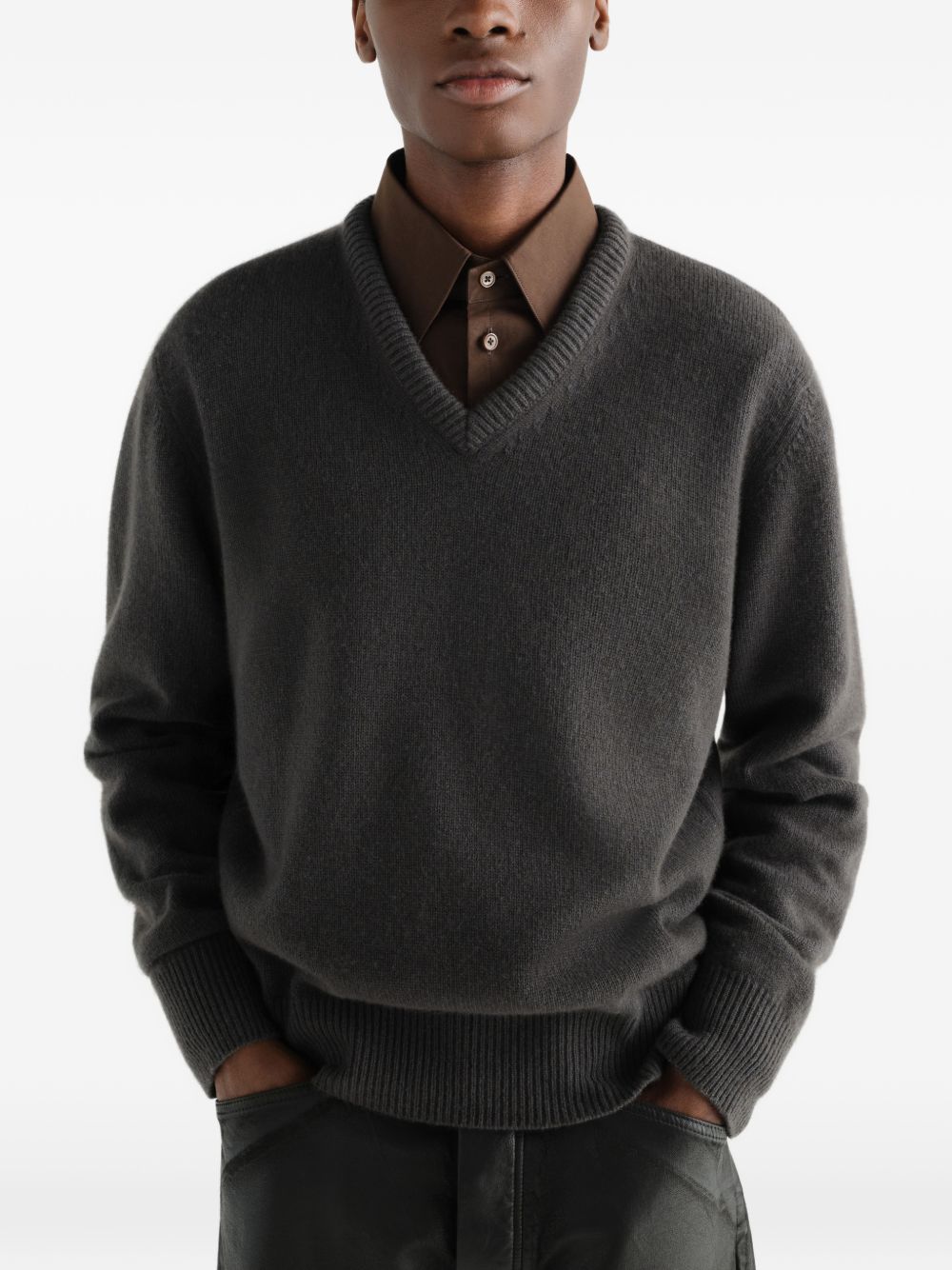Lemaire Men Cashmere V-Necked Sweater LEMAIRE