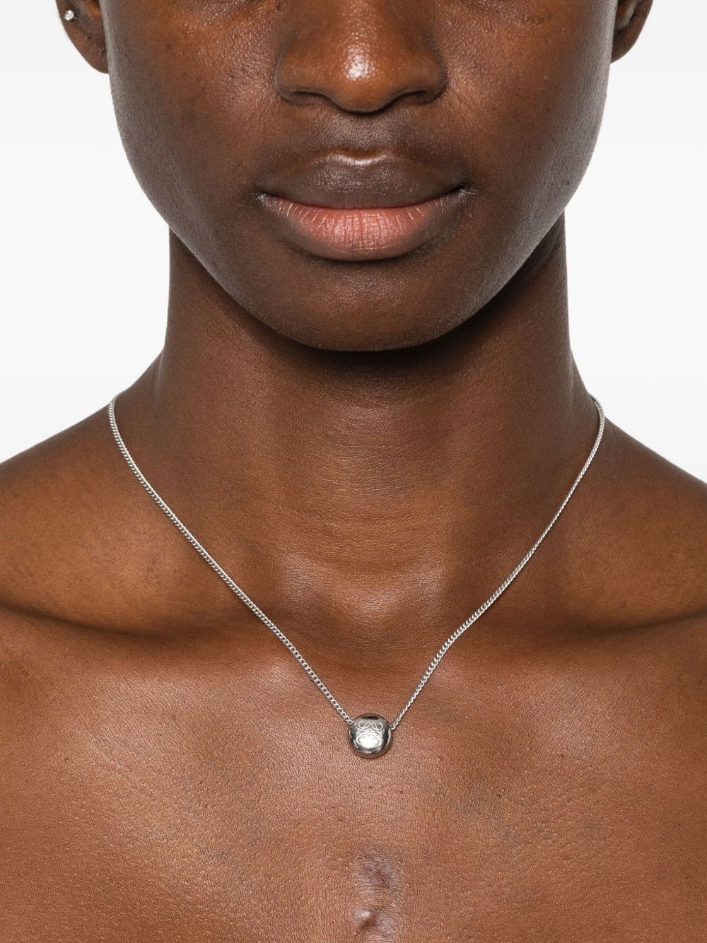 Loewe Women Anagram Silver Necklace LOEWE