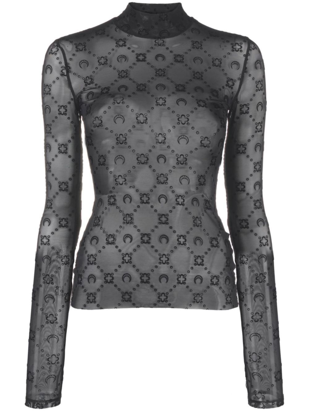 Marine Serre Women Monogram Mesh Flock Top MARINE SERRE
