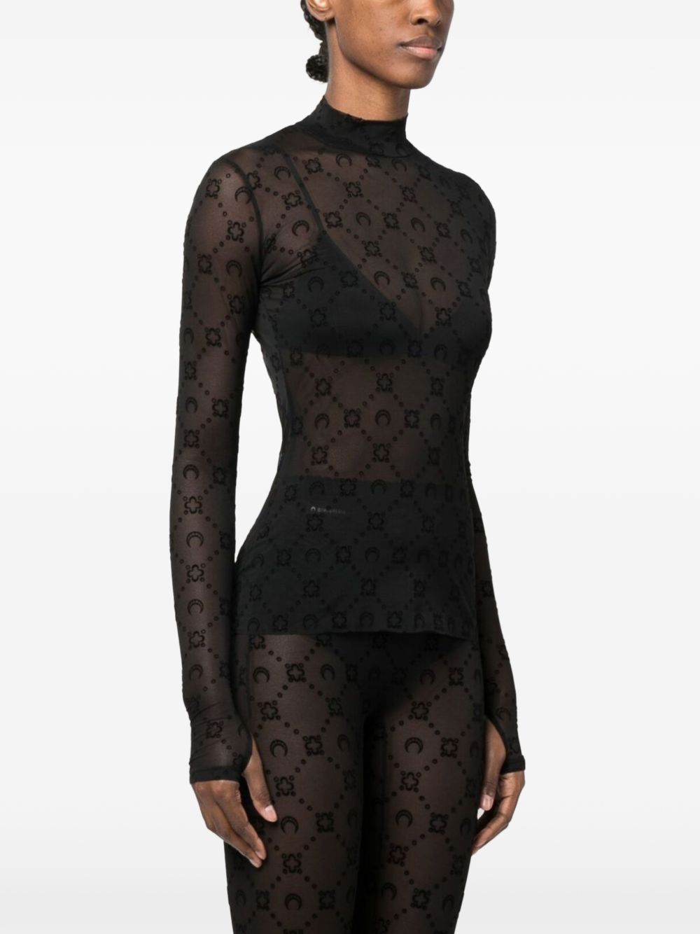 Marine Serre Women Monogram Mesh Flock Top MARINE SERRE