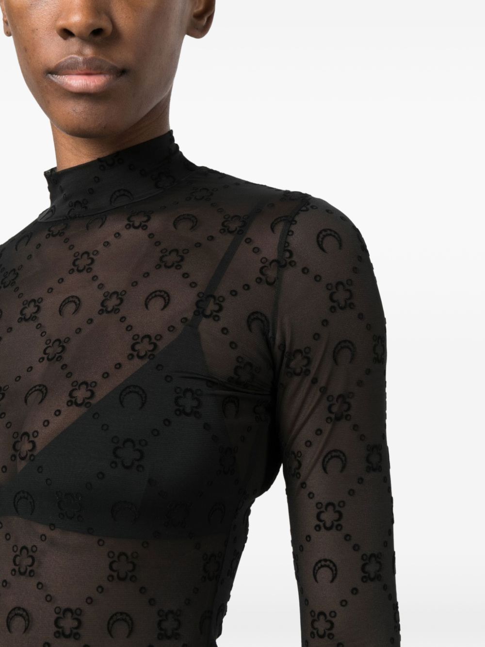 Marine Serre Women Monogram Mesh Flock Top MARINE SERRE