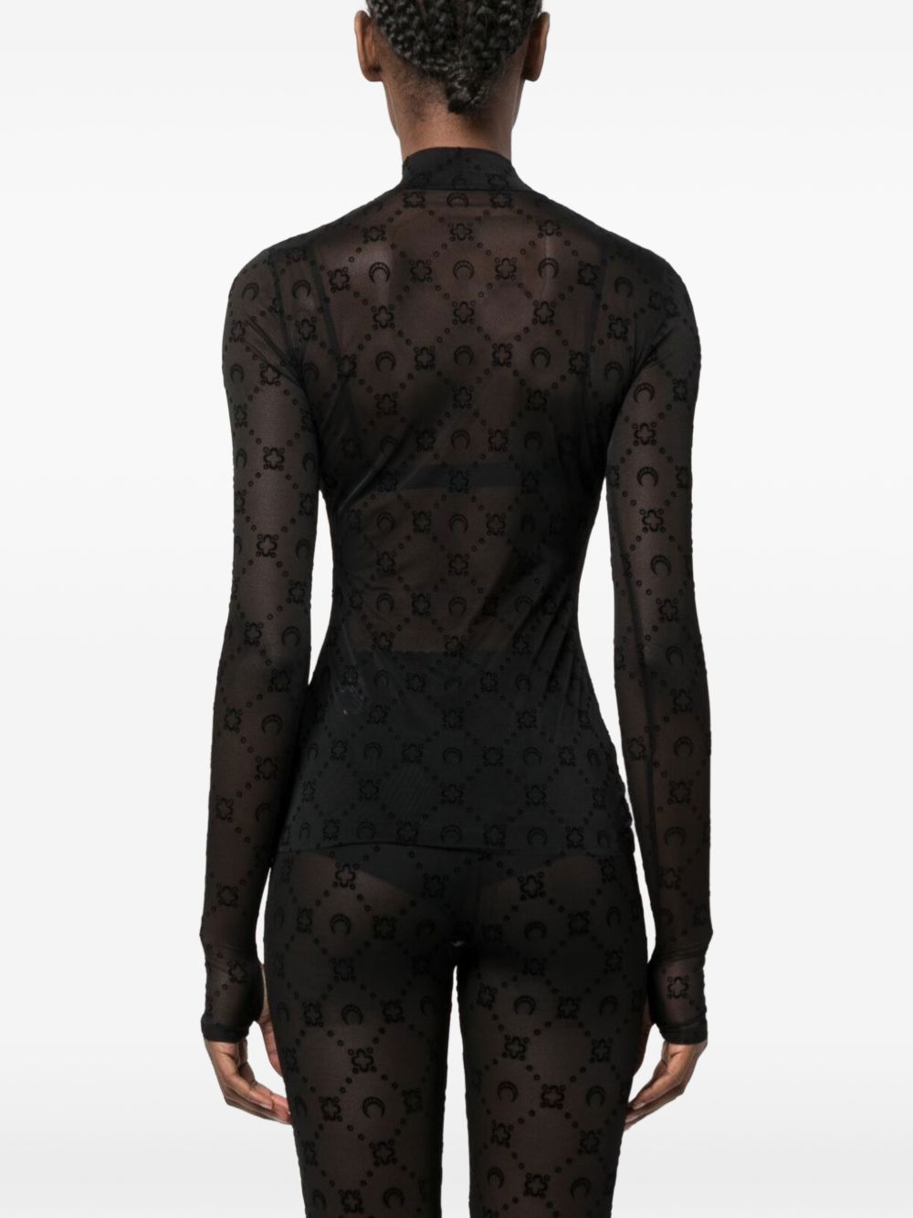 Marine Serre Women Monogram Mesh Flock Top MARINE SERRE
