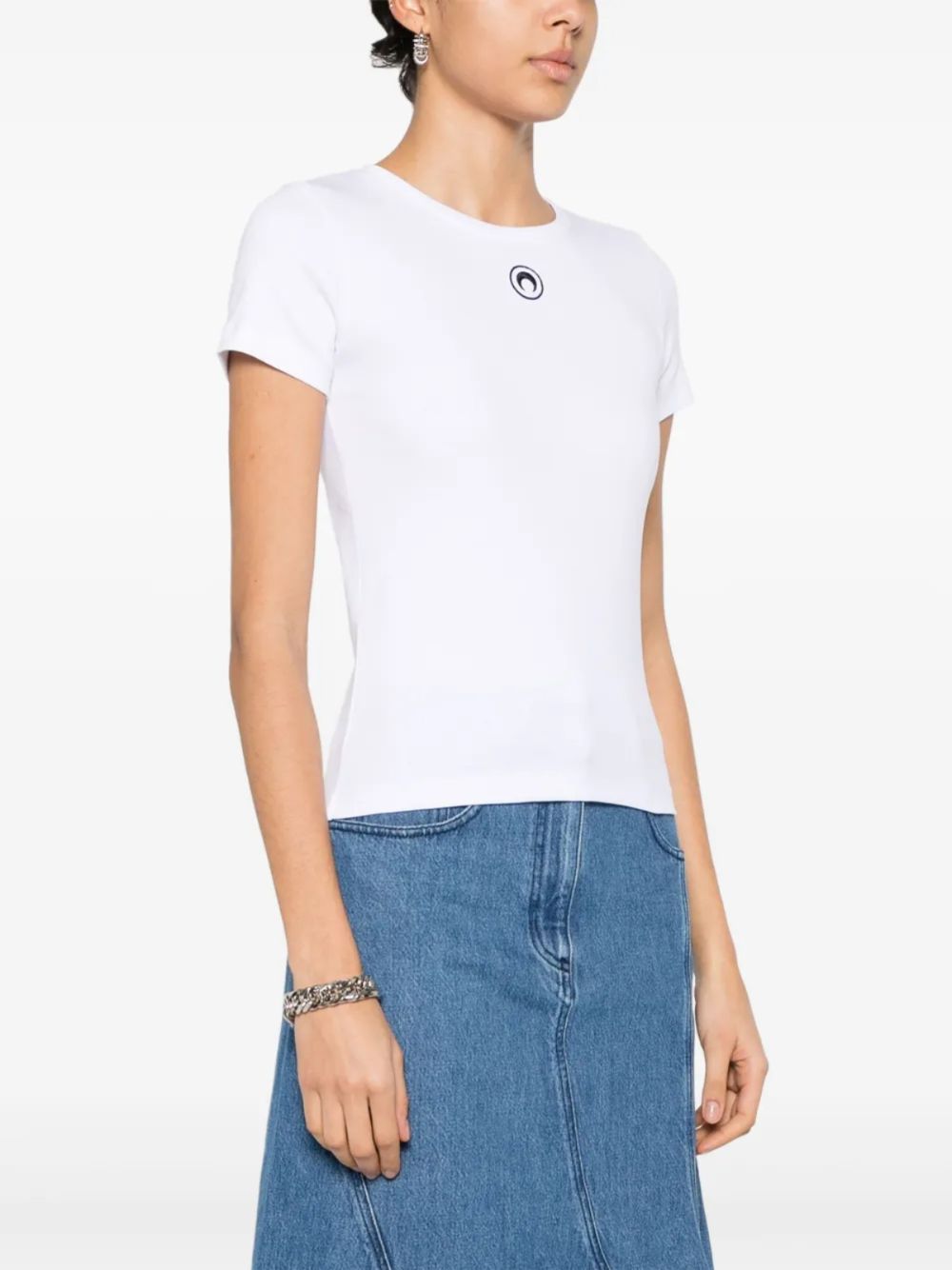 Marine Serre Women Logo Cotton T-Shirt MARINE SERRE