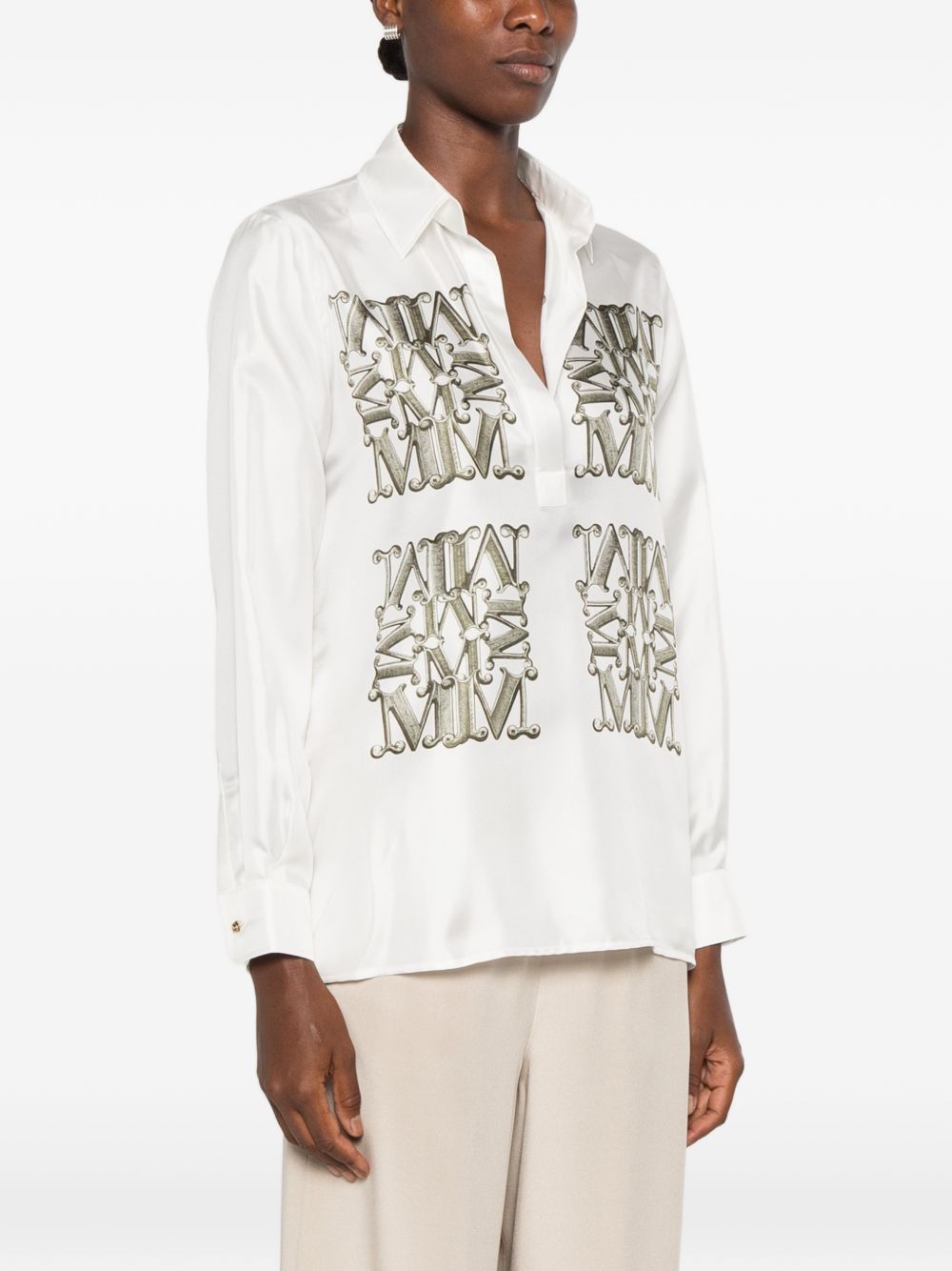 Max Mara Women Logo Print Silk Shirt MAX MARA
