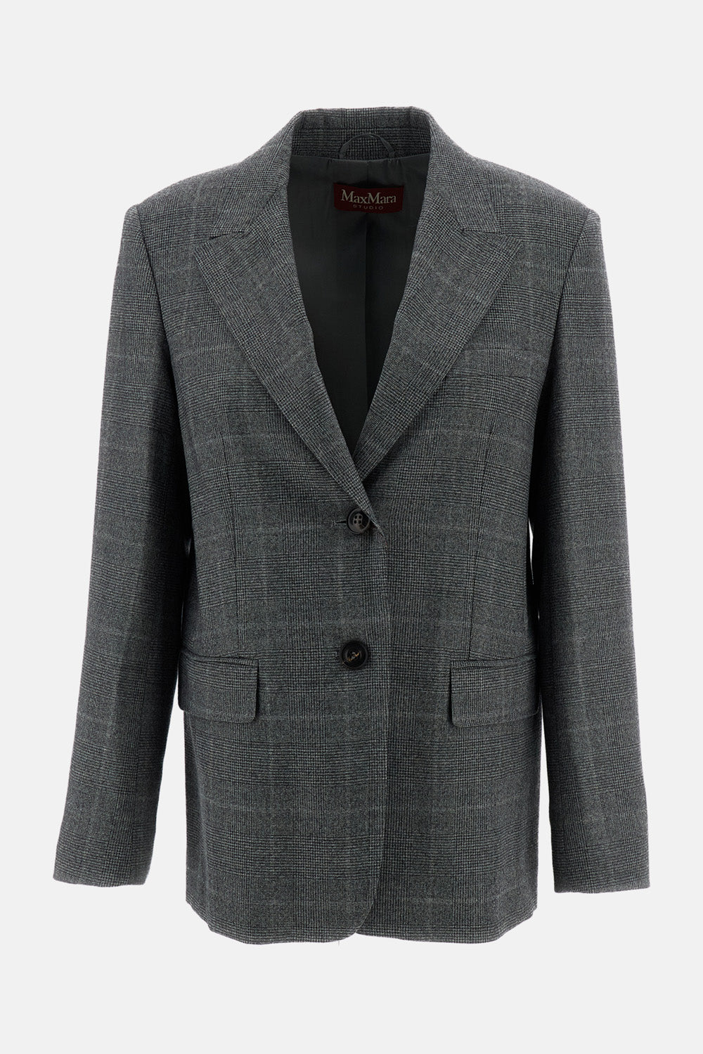 Max Mara Studio Women Single-Breasted Wool Flannel Blazer With Belt MAX MARA STUDIO