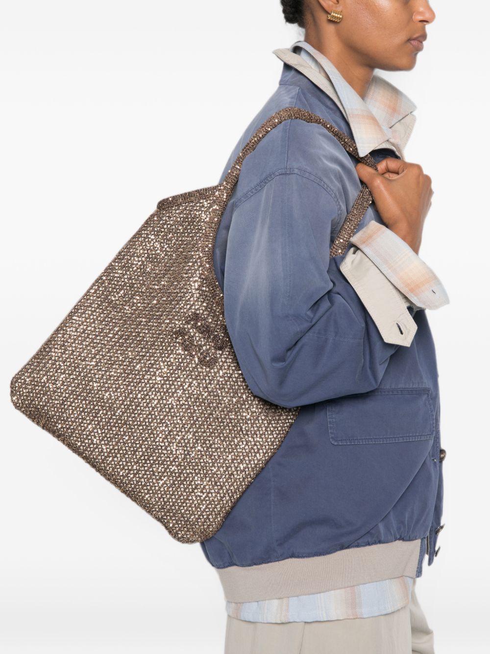 Miu Miu Women Ivy Sequined Net Shoulder Bag MIU MIU