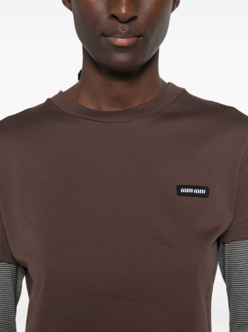 Miu Miu Women Layered Cotton T-Shirt MIU MIU