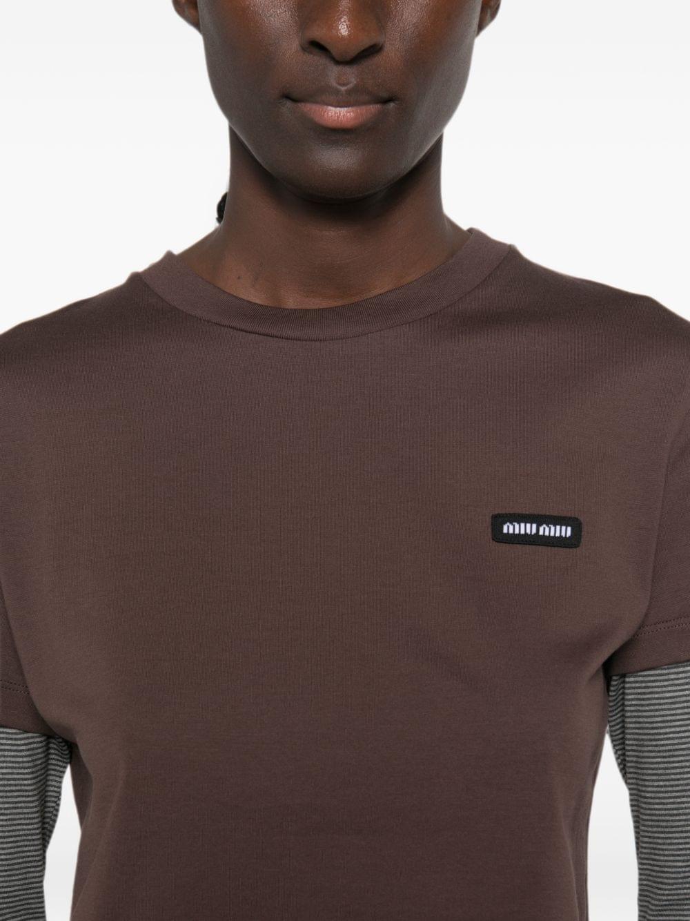 Miu Miu Women Layered Cotton T-Shirt MIU MIU