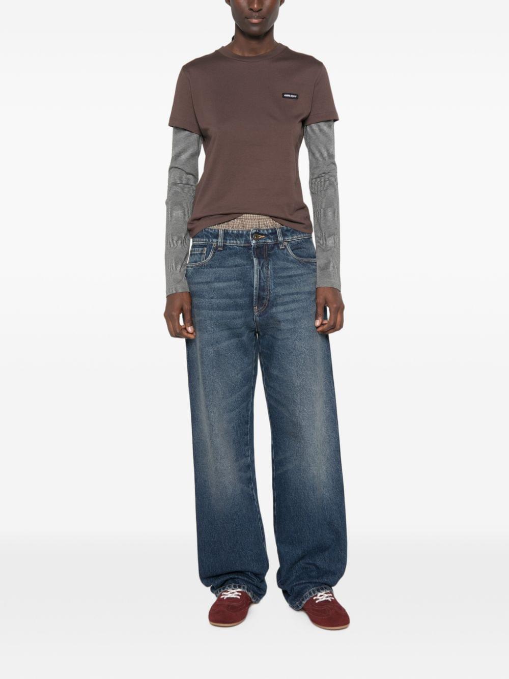 Miu Miu Women Layered Cotton T-Shirt MIU MIU
