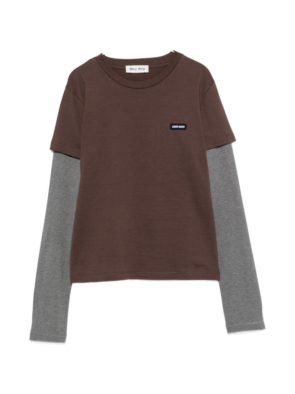 Miu Miu Women Layered Cotton T-Shirt MIU MIU