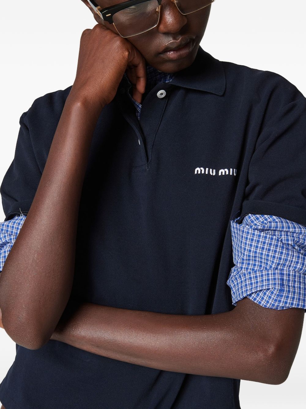 Miu Miu Women Checked Cotton Shirt MIU MIU
