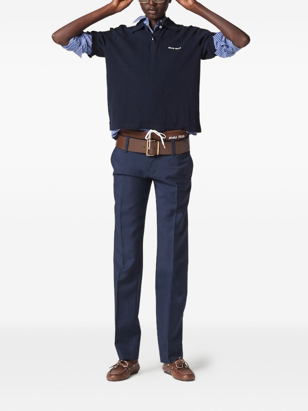 Miu Miu Women Checked Cotton Shirt MIU MIU