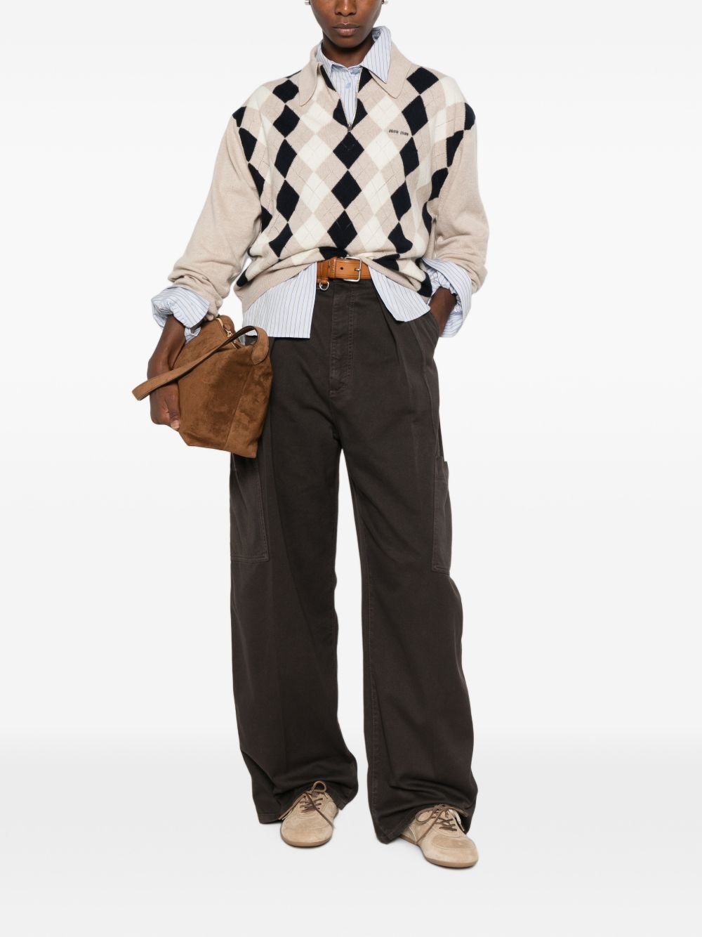 Miu Miu Women Logo Cashmere Polo Shirt MIU MIU