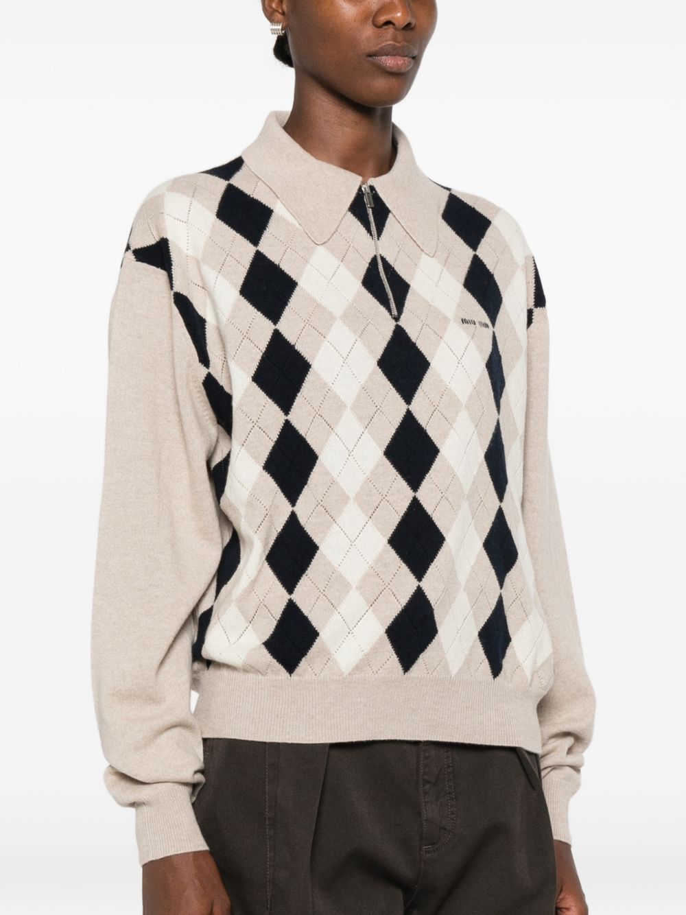 Miu Miu Women Logo Cashmere Polo Shirt MIU MIU
