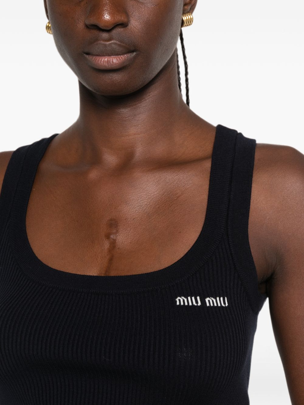 Miu Miu Women Logo Cotton Tank Top MIU MIU