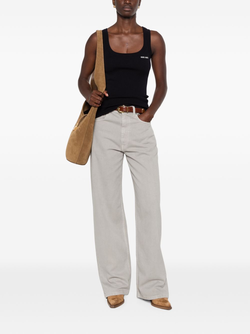 Miu Miu Women Logo Cotton Tank Top MIU MIU