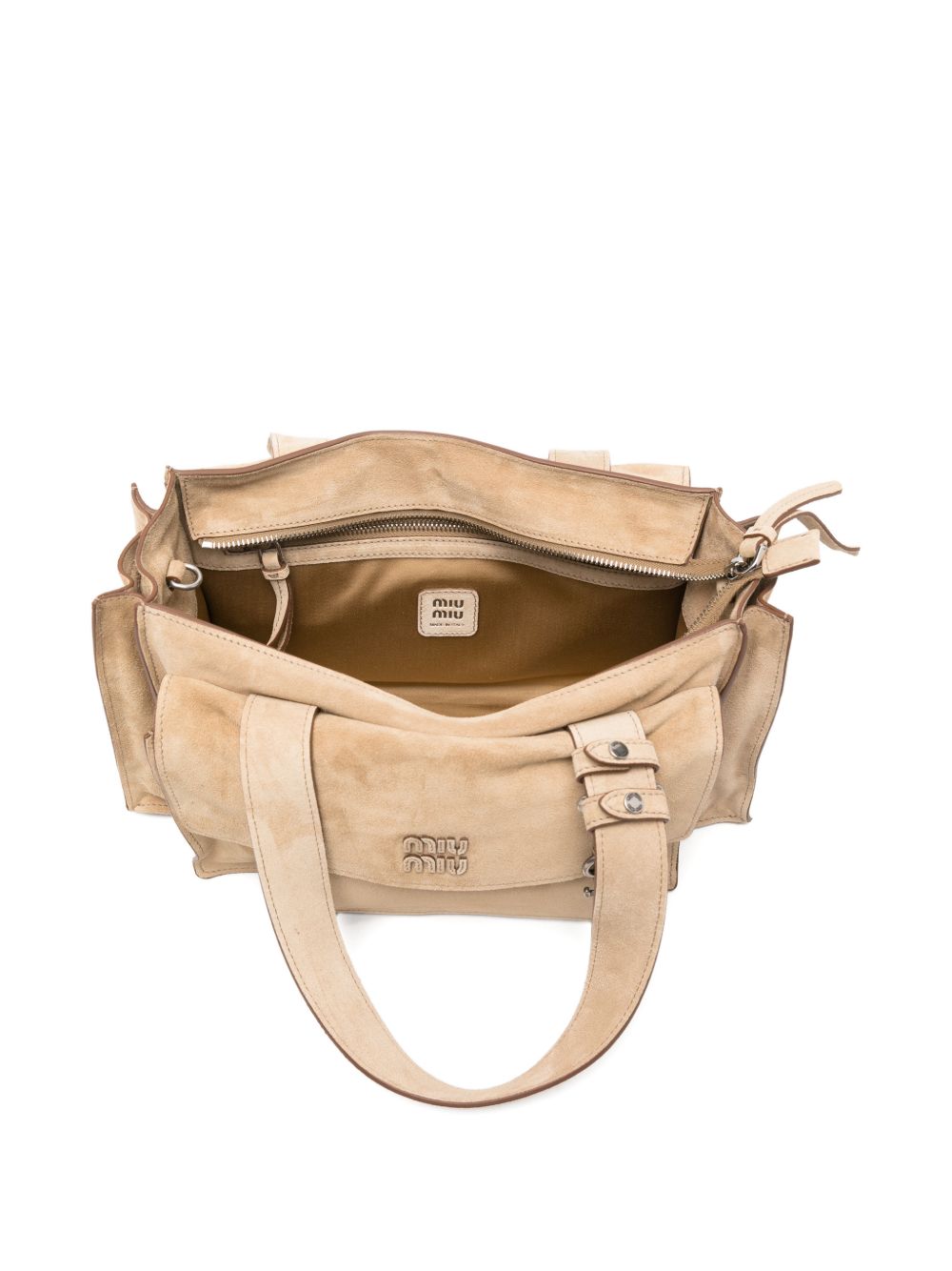 Miu Miu Women Utilitaire Suede Leather Tote Bag MIU MIU