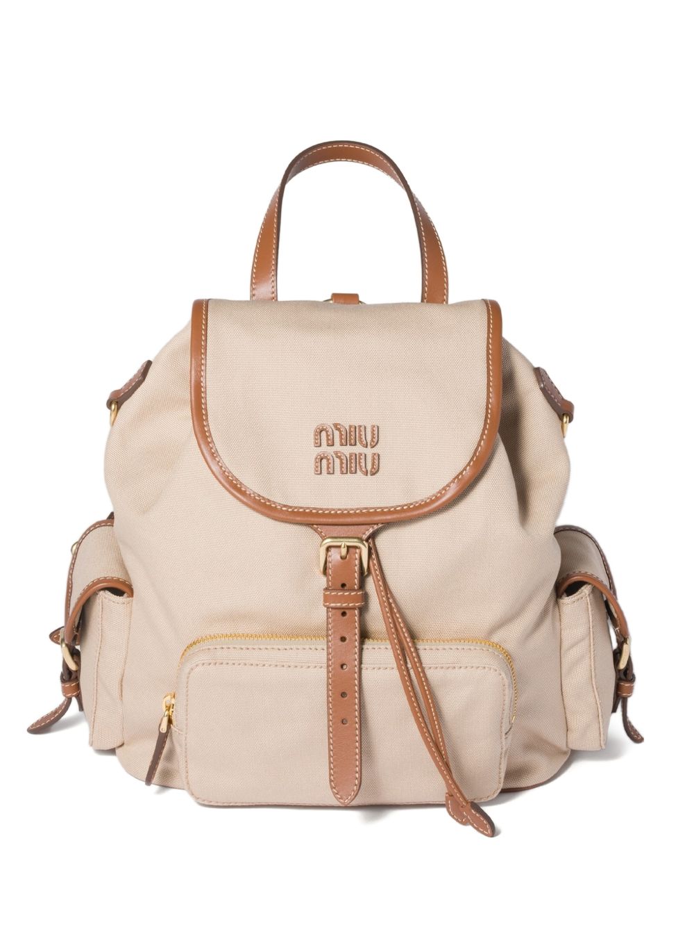 Miu Miu Women Canvas And Leather Large Backpack MIU MIU