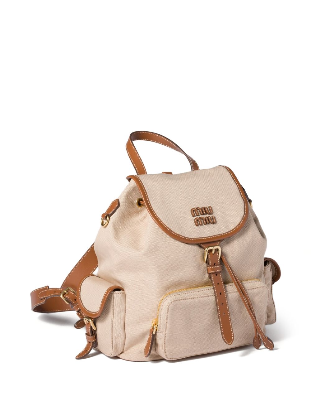 Miu Miu Women Canvas And Leather Large Backpack MIU MIU