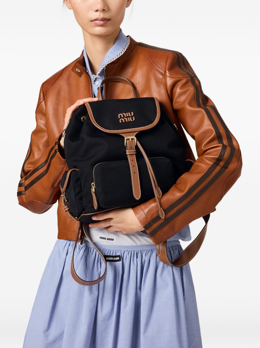 Miu Miu Women Canvas And Leather Large Backpack MIU MIU