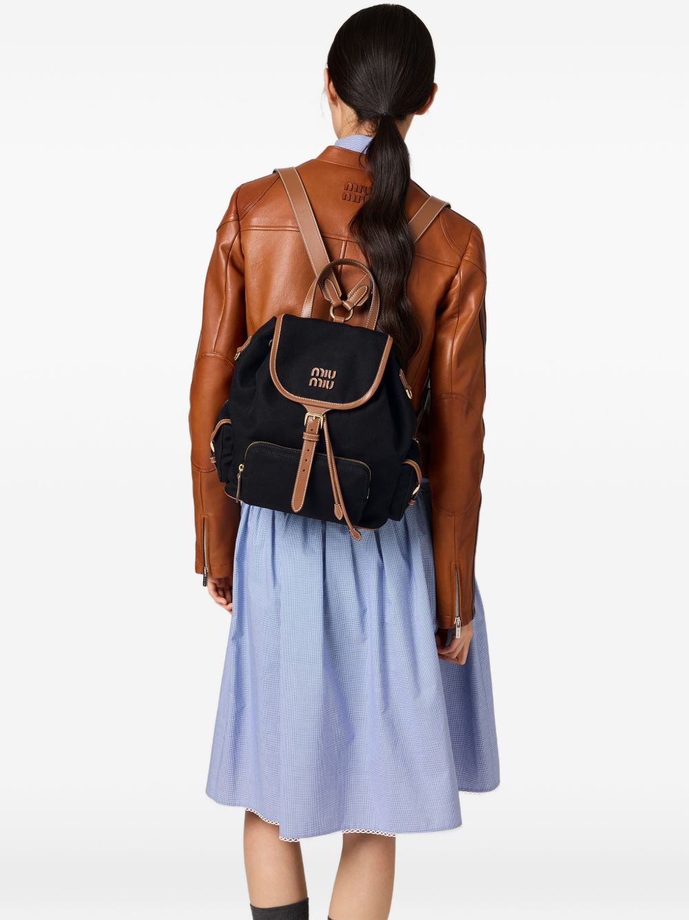 Miu Miu Women Canvas And Leather Large Backpack MIU MIU