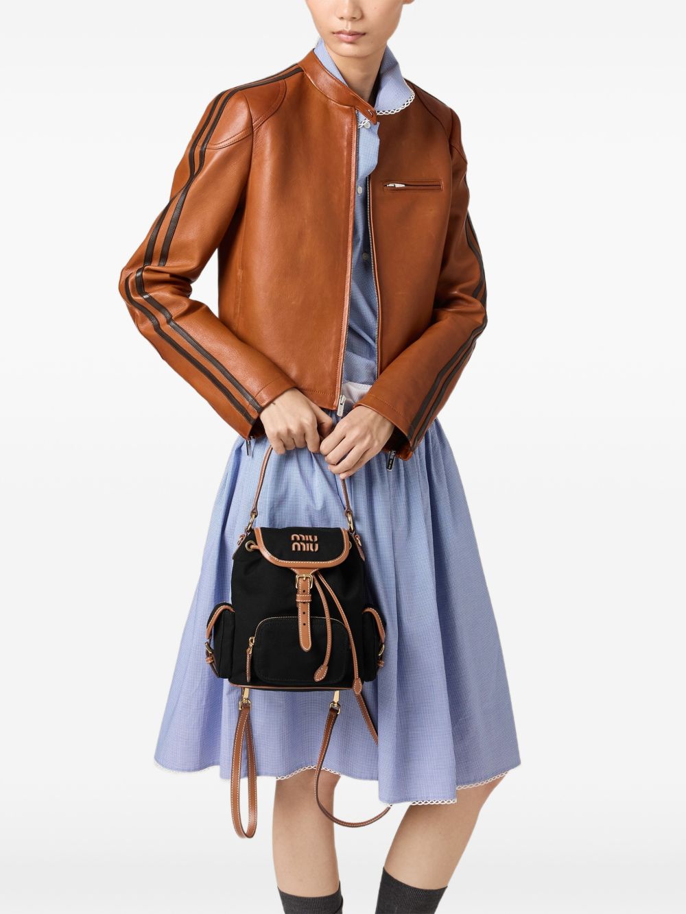 Miu Miu Women Canvas And Leather Medium Backpack MIU MIU