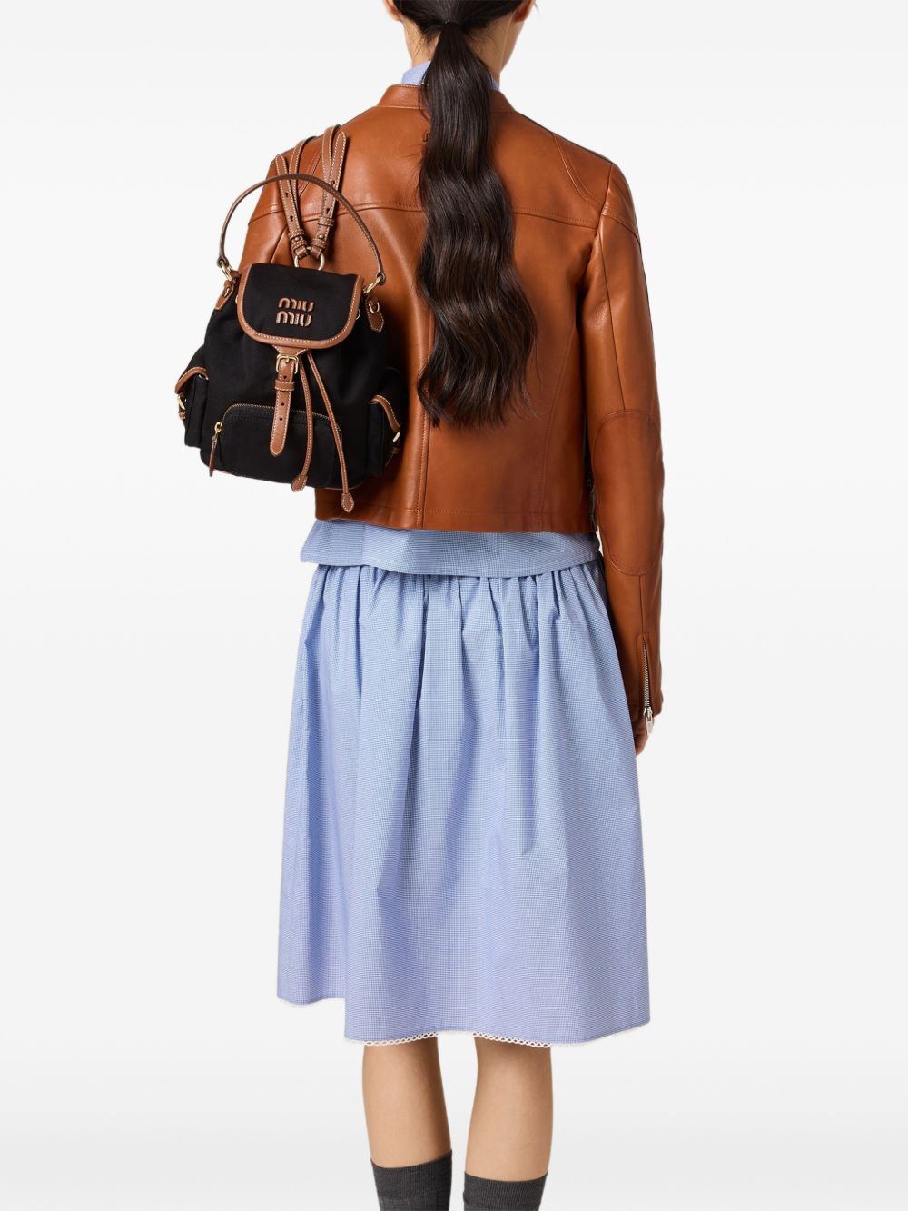 Miu Miu Women Canvas And Leather Medium Backpack MIU MIU